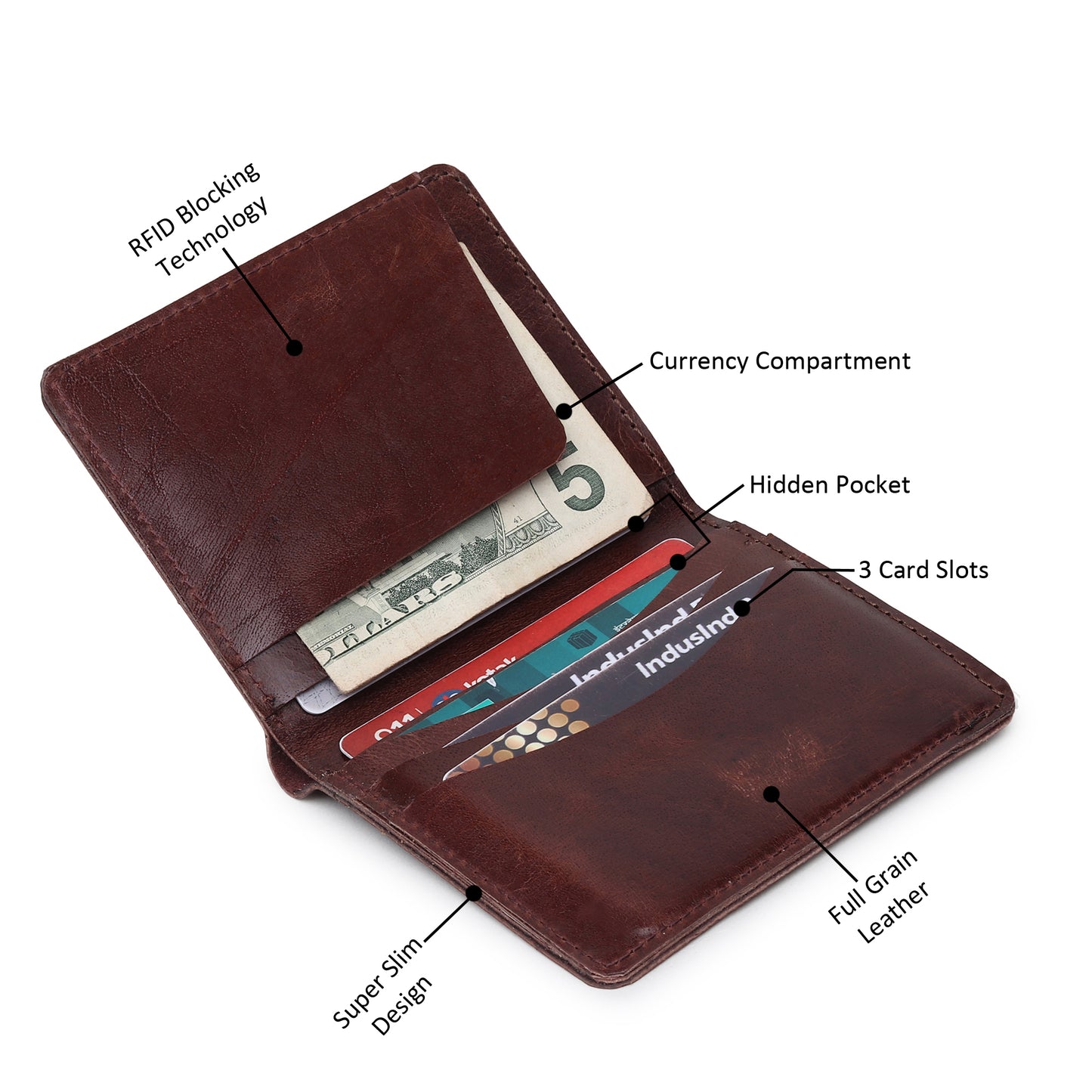Bifold Dark Desert Wallet- Vegetable Tanned Leather