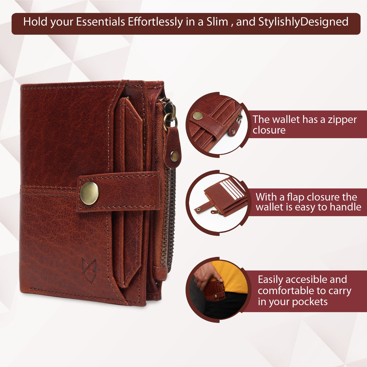 Leather Wallet- Button Closure