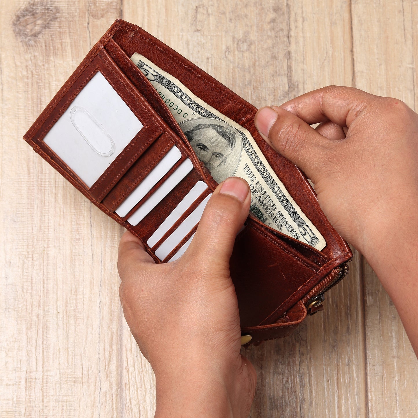 Leather Wallet- Button Closure