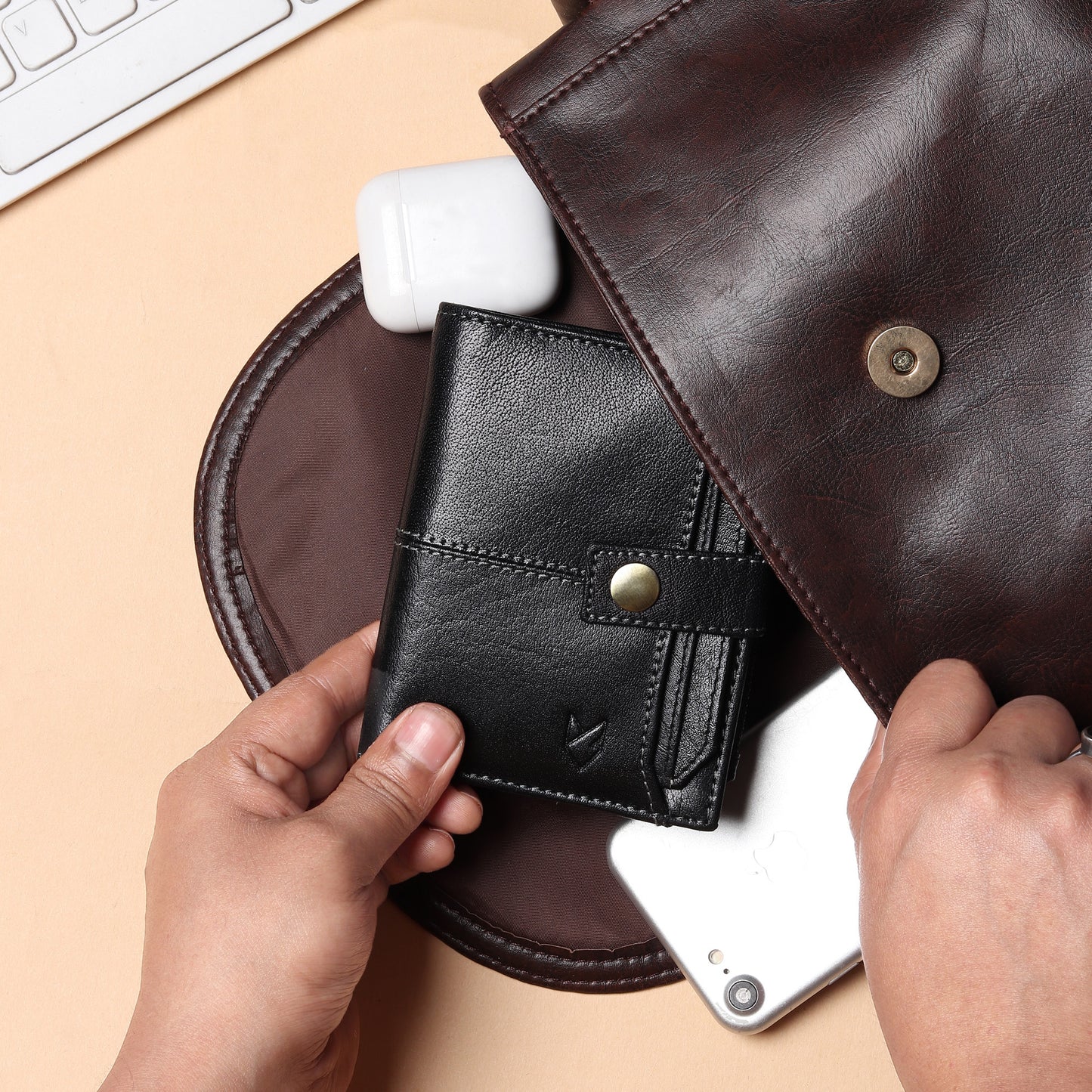 Leather Wallet- Button Closure