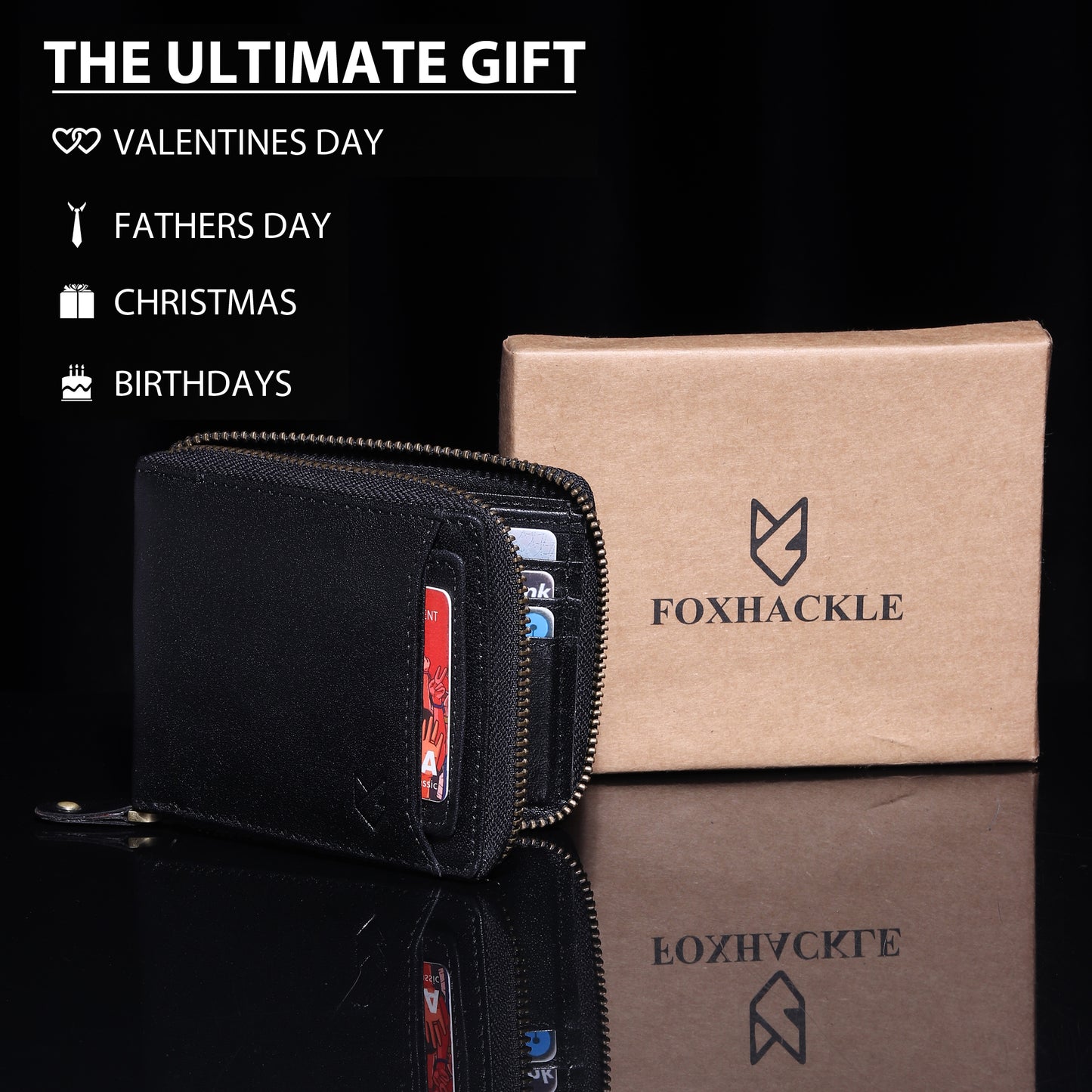 Bifold Zipper Wallet with Detachable Card Case