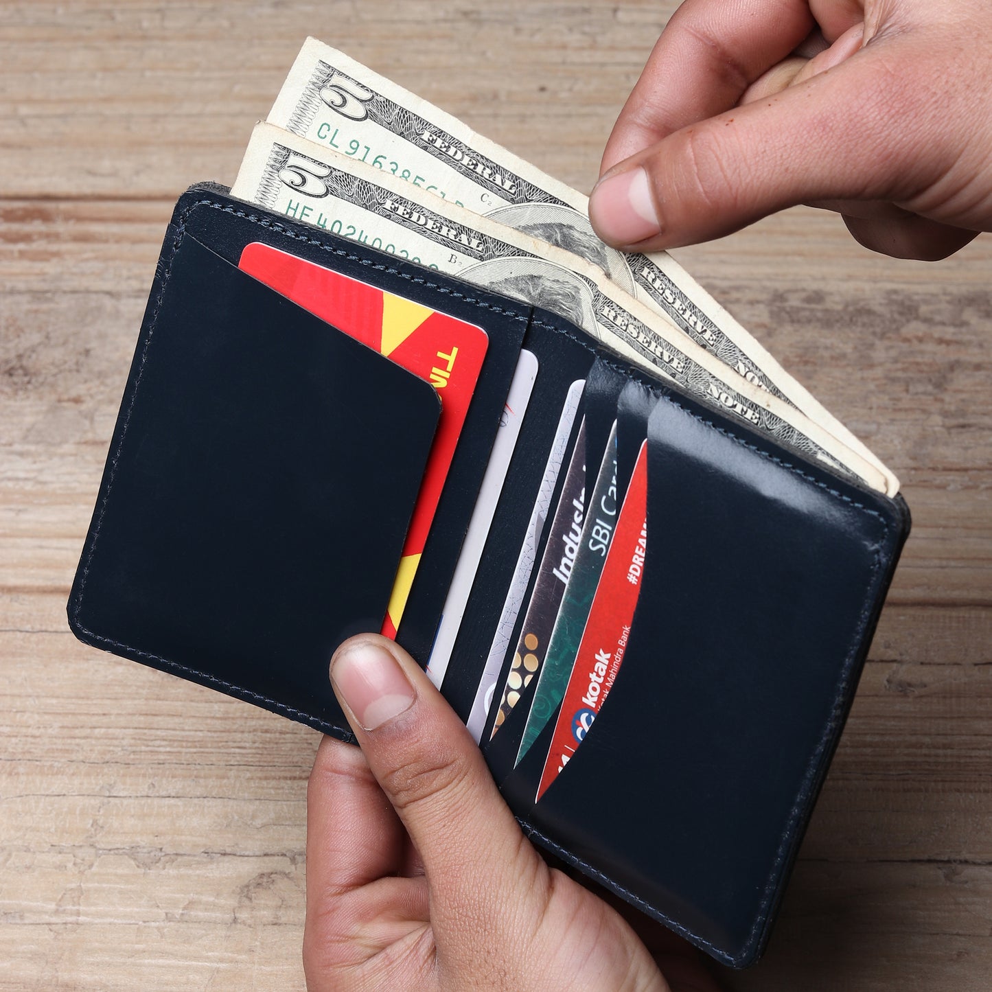 Bifold Dark Desert Wallet- Vegetable Tanned Leather