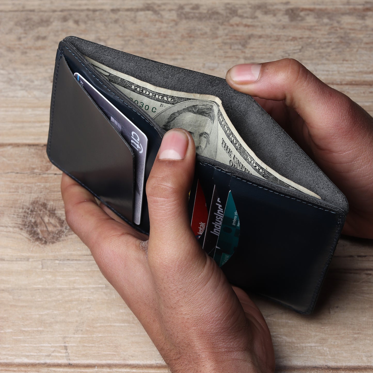 Bifold Dark Desert Wallet- Vegetable Tanned Leather