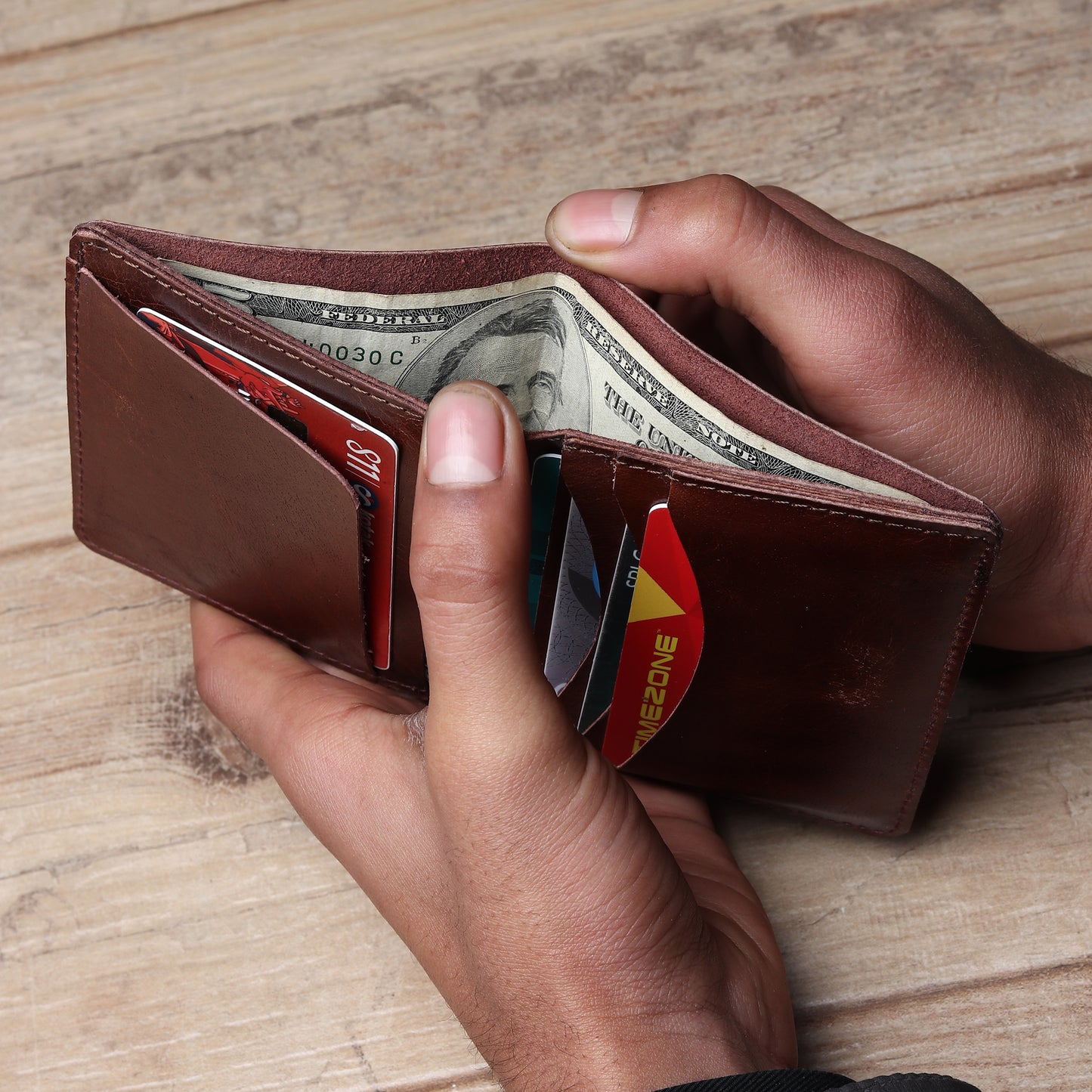 Bifold Dark Desert Wallet- Vegetable Tanned Leather