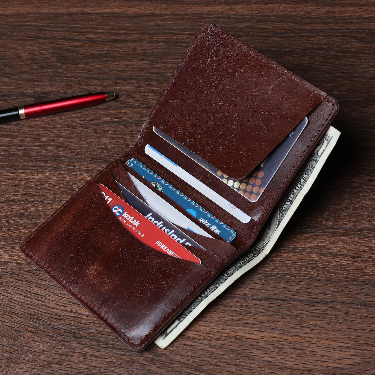 Bifold Dark Desert Wallet- Vegetable Tanned Leather