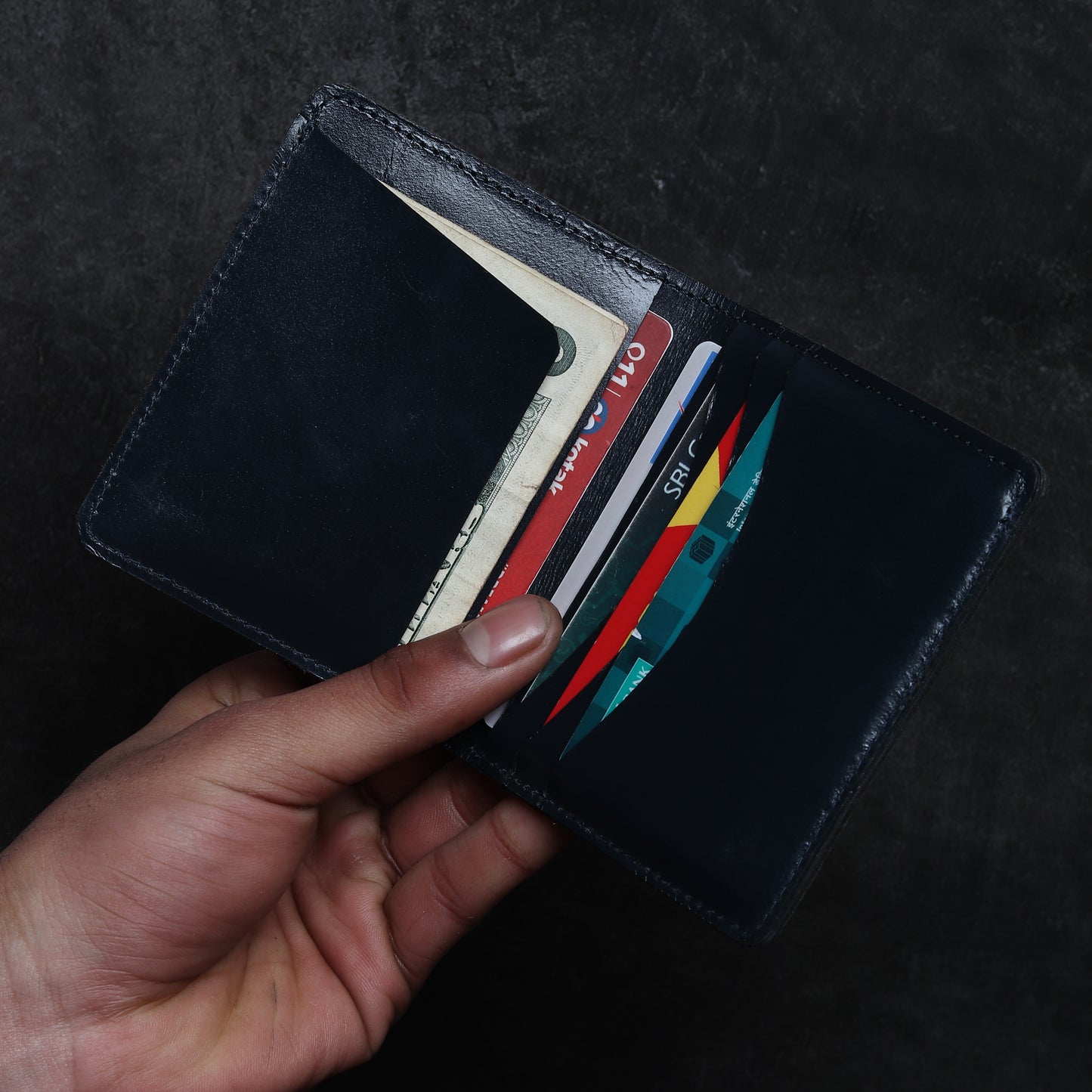 Bifold Dark Desert Wallet- Vegetable Tanned Leather