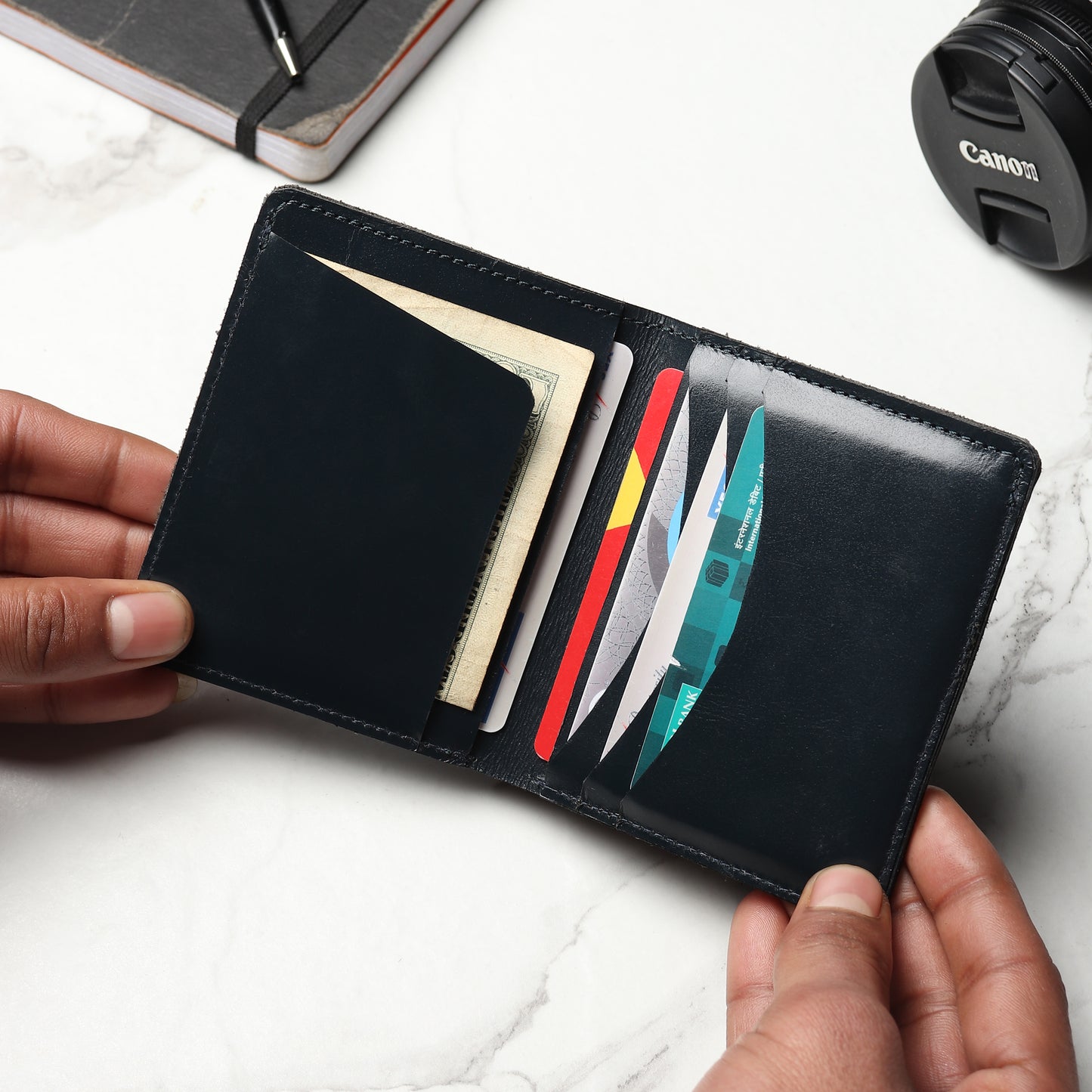 Bifold Dark Desert Wallet- Vegetable Tanned Leather