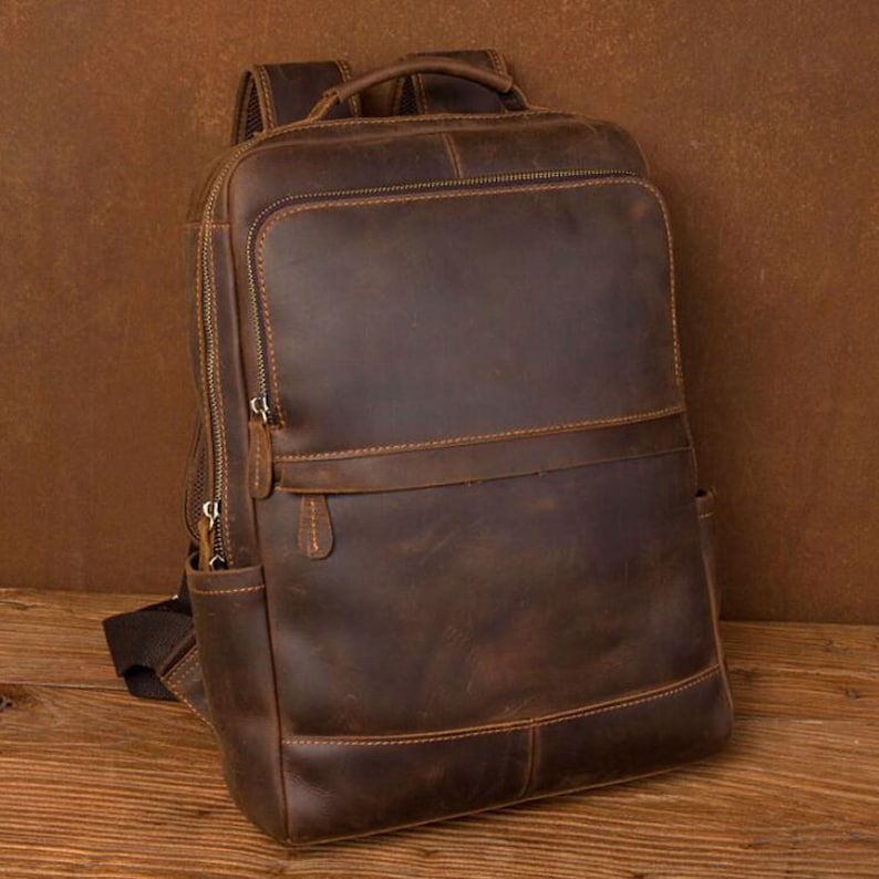 Vintage Genuine Leather 15.6 Inch Laptop Backpack