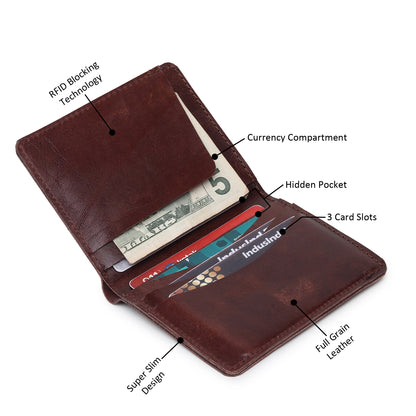 Bifold Dark Desert Wallet- Vegetable Tanned Leather