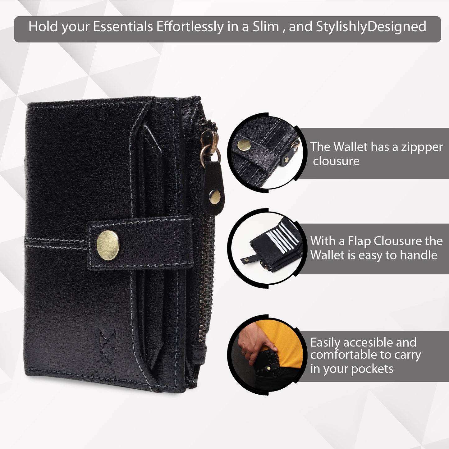 Leather Wallet- Button Closure