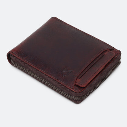 Bifold Zipper Wallet with Detachable Card Case