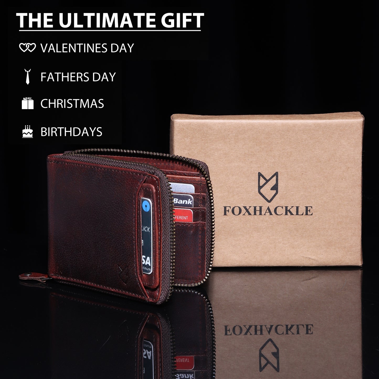 Bifold Zipper Wallet with Detachable Card Case