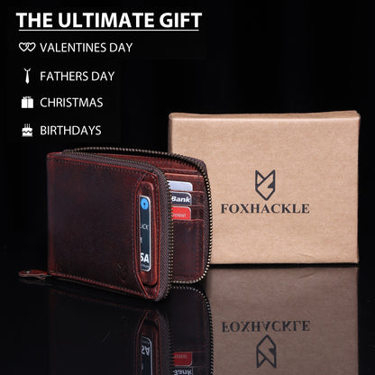 Bifold Zipper Wallet with Detachable Card Case