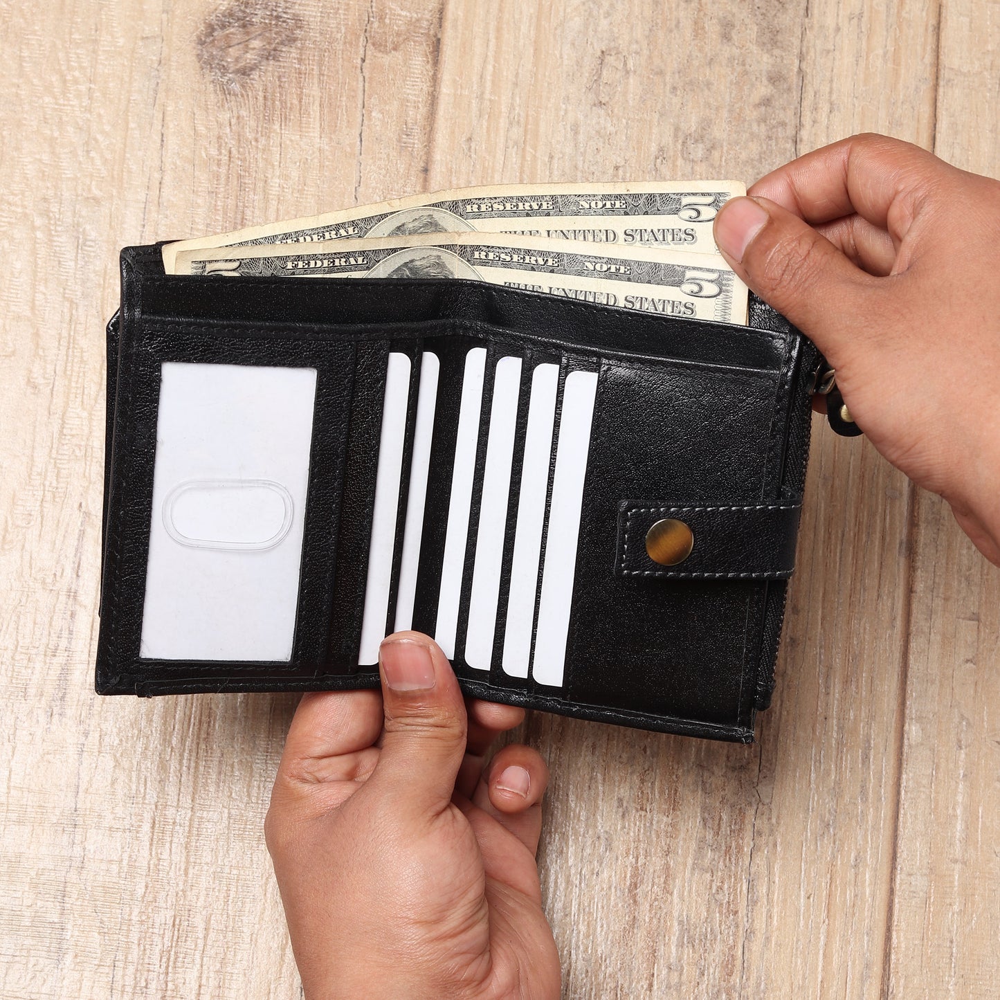 Leather Wallet- Button Closure