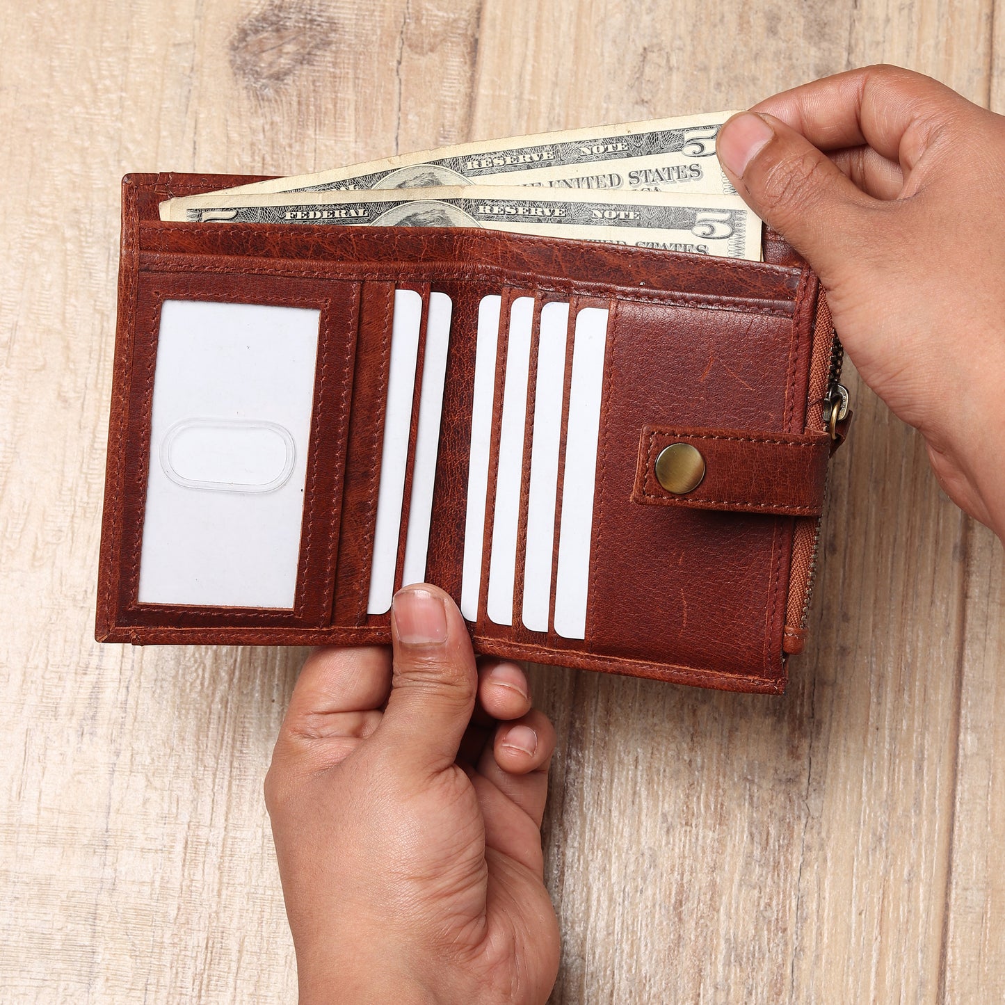 Leather Wallet- Button Closure