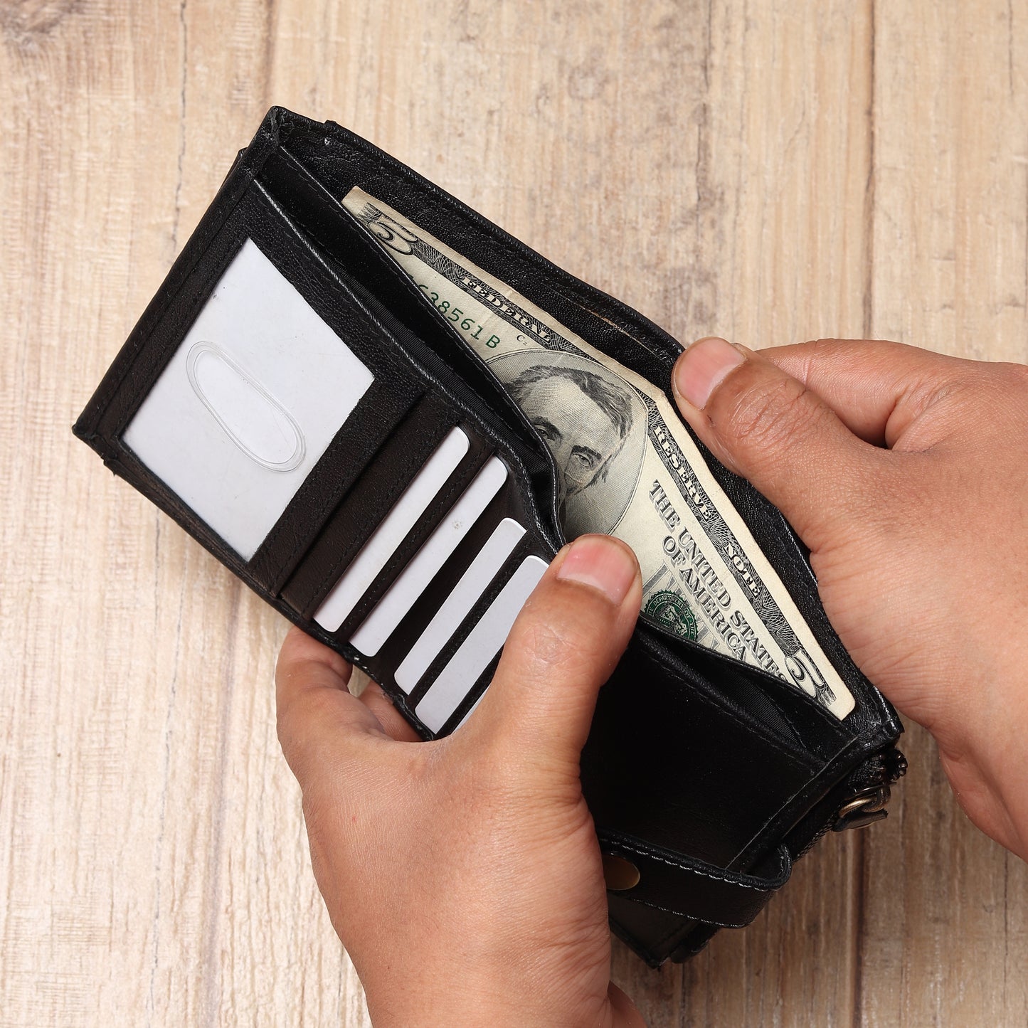Leather Wallet- Button Closure
