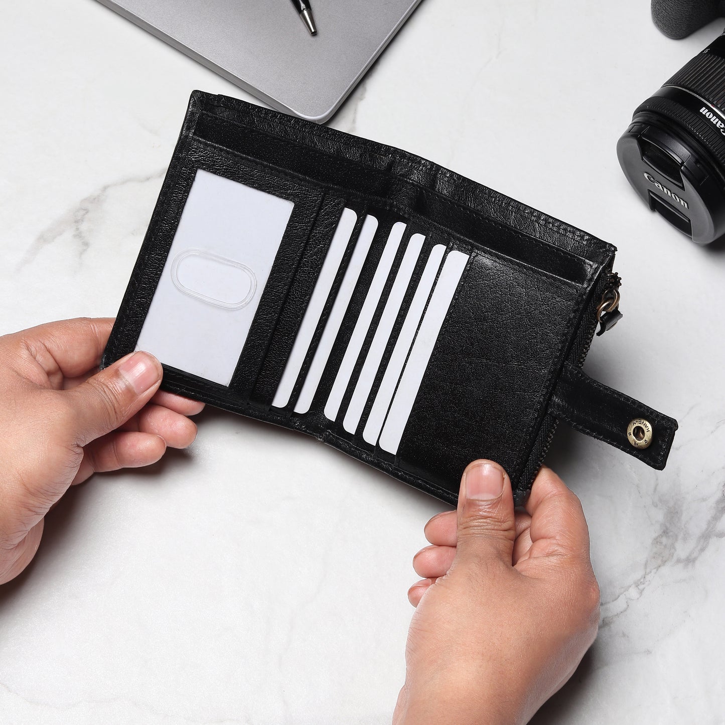 Leather Wallet- Button Closure