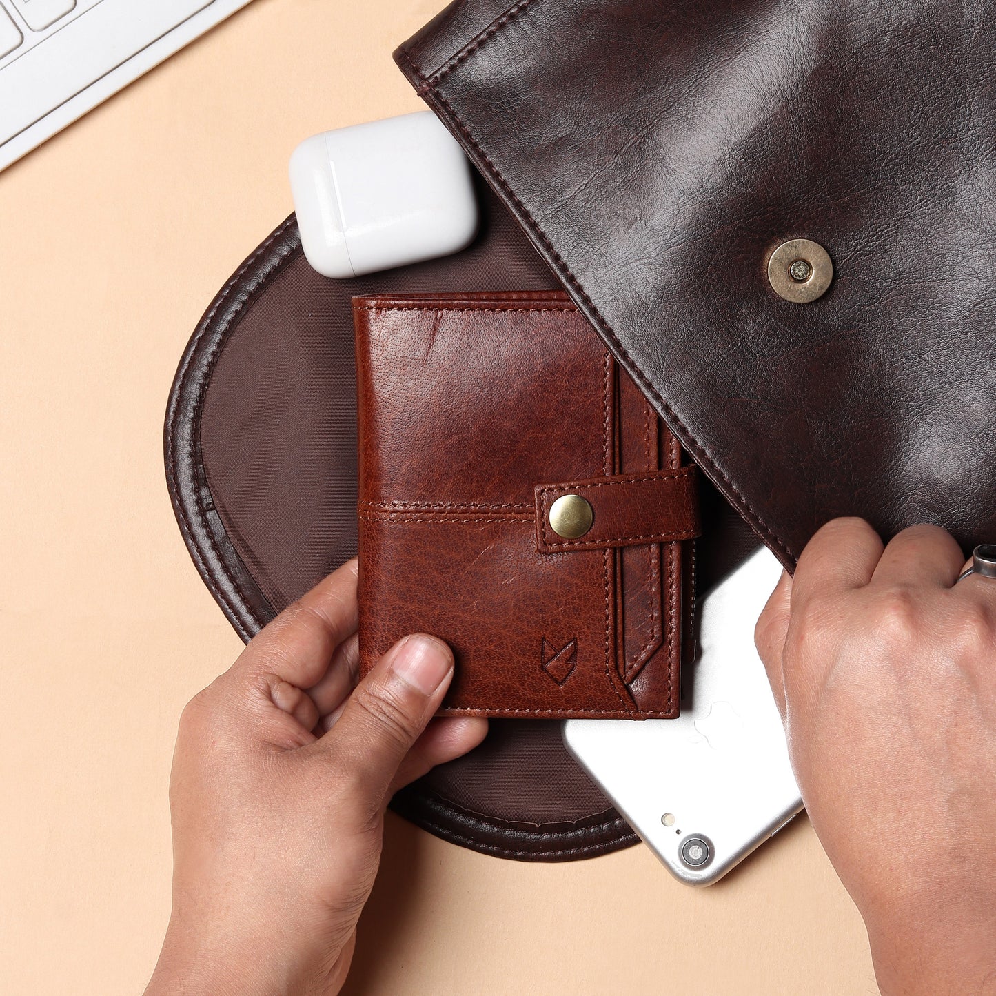Leather Wallet- Button Closure