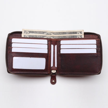 Bifold Zipper Wallet with Detachable Card Case