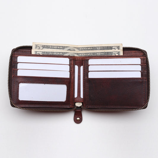 Bifold Zipper Wallet with Detachable Card Case