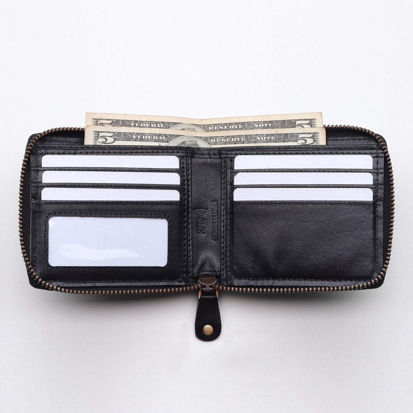Bifold Zipper Wallet with Detachable Card Case