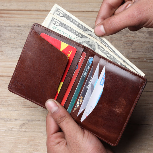Bifold Dark Desert Wallet- Vegetable Tanned Leather