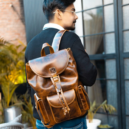Men's Crazy Horse & Hunter Leather Backpack